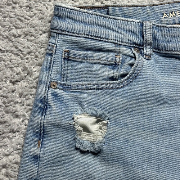 American Eagle Jeans Womens 12 Long Mom Jean Light Wash High Rise Stretch Casual - Picture 7 of 8